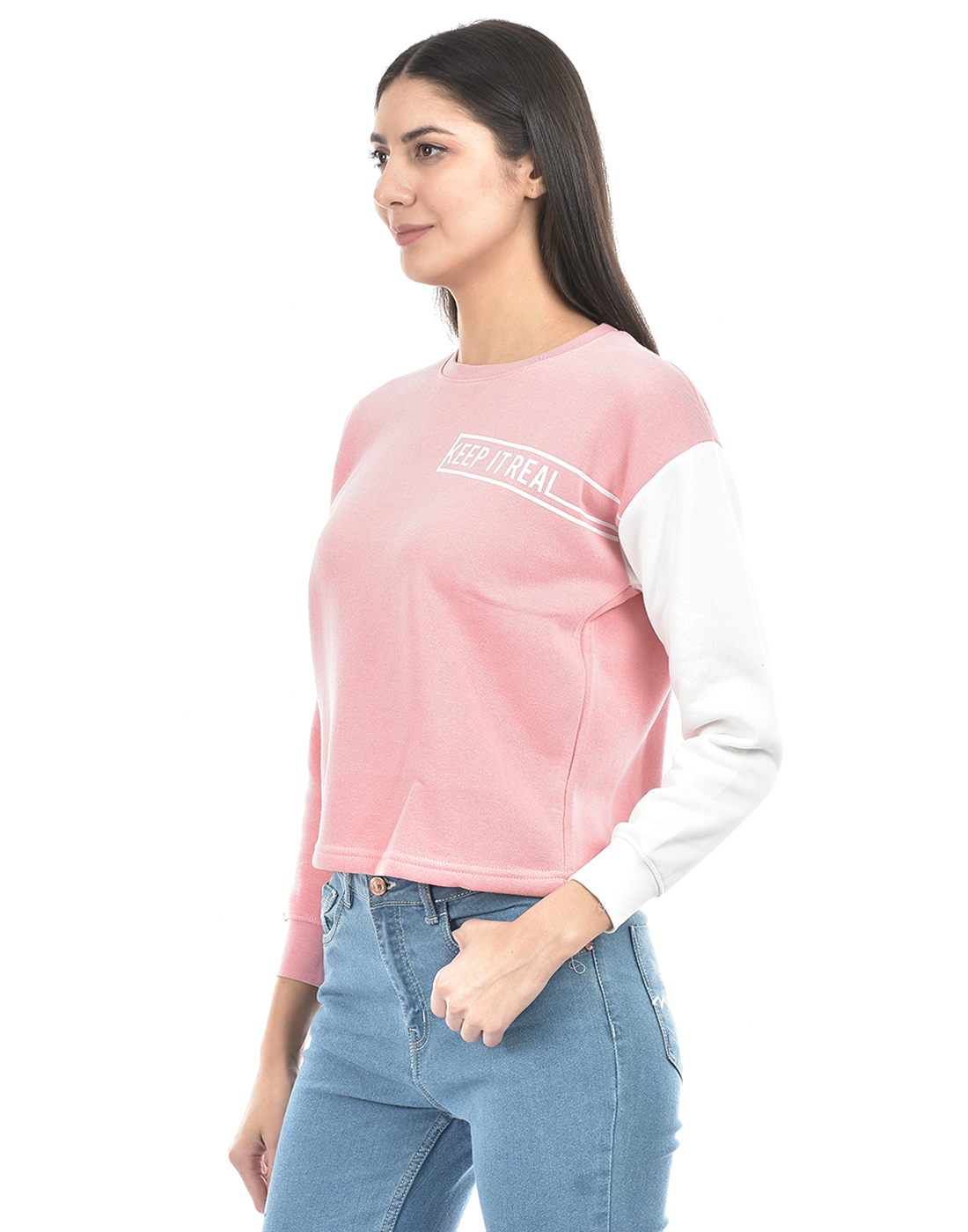 Numero Uno Women Color Block Pink Sweat Shirt